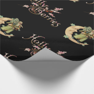 Holly Berries with Santa Victorian Wrapping Paper