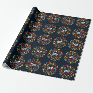 Holly berries wreath Romanian Flag colors Wrap Wrapping Paper