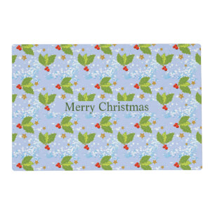 Holly berry and leaves pattern Merry Christmas Placemat