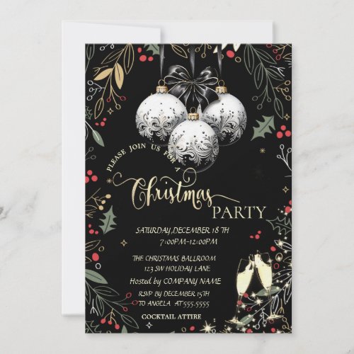 Holly BerryBallsGlass Company Christmas Party Invitation