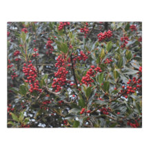 Holly Berry Bush Faux Wrapped Canvas Small
