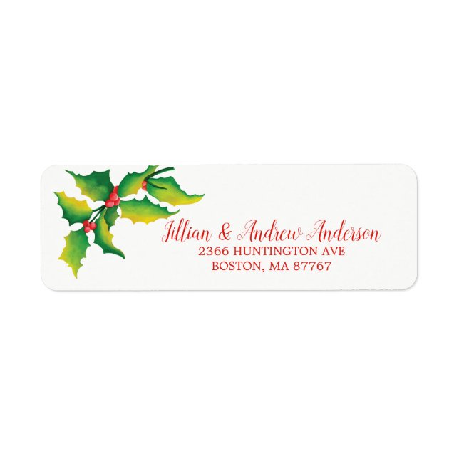 Holly Berry Christmas Address Label (Front)