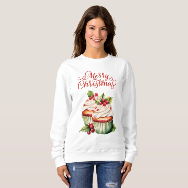 Holly Berry Christmas Cupcake Sweatshirt Zazzle