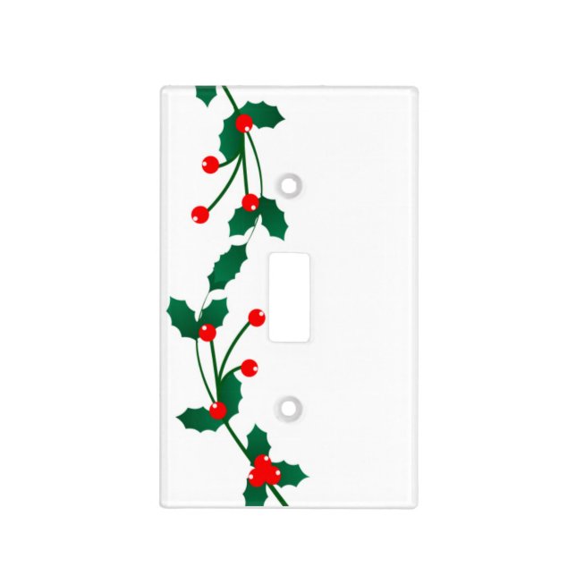 Holly Berry Christmas Holiday Light Switch Cover (Front)