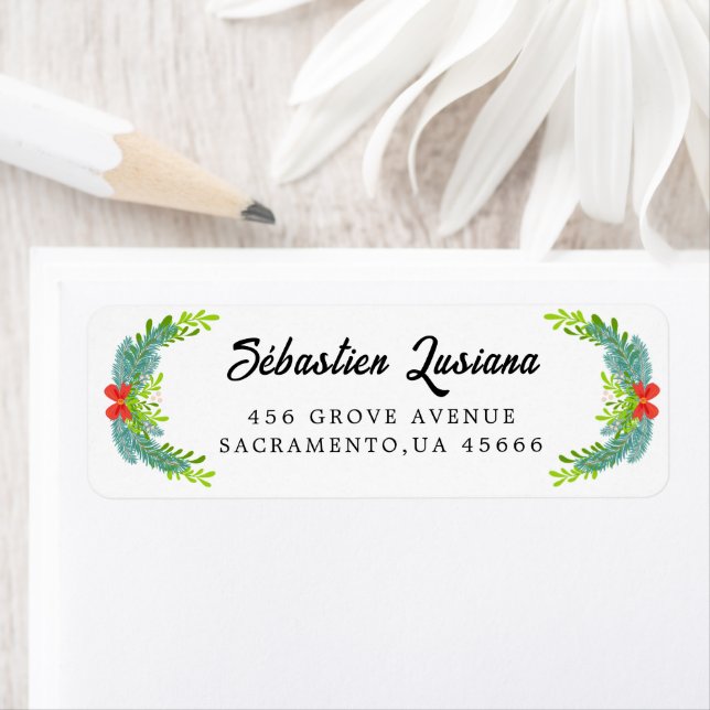 Holly Berry Christmas Holiday Return Address Label (Insitu)