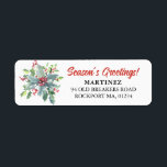 Holly Berry Christmas Holiday Return Address Label<br><div class="desc">An elegant watercolor arrangement of green holly and red berries decorates this Christmas return address label. Designed to coordinate with the Festive Holly and Berry Collection.</div>