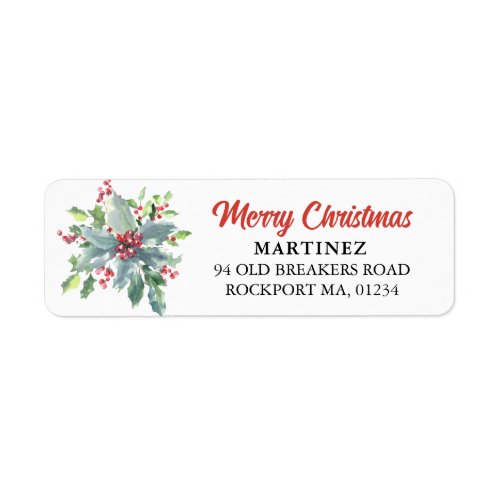 Holly Berry Christmas Holiday Return Address  Label