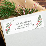 Holly Berry Christmas Holiday Return Address Label<br><div class="desc">Send holiday cheer to your family and friends. This design features watercolor holly berries and mistletoe branches. Matching items are also available.</div>
