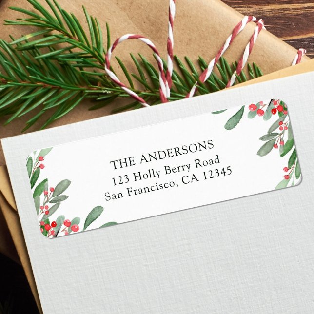 Holly Berry Christmas Holiday Return Address Label (Creator Uploaded)
