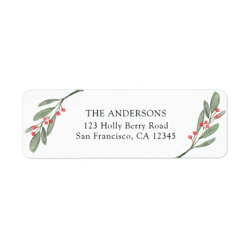 Holly Berry Christmas Holiday Return Address Label