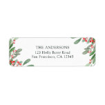 Holly Berry Christmas Holiday Return Address Label<br><div class="desc">Send holiday cheer to your family and friends. This design features watercolor holly berries and mistletoe branches. Matching items are also available.</div>