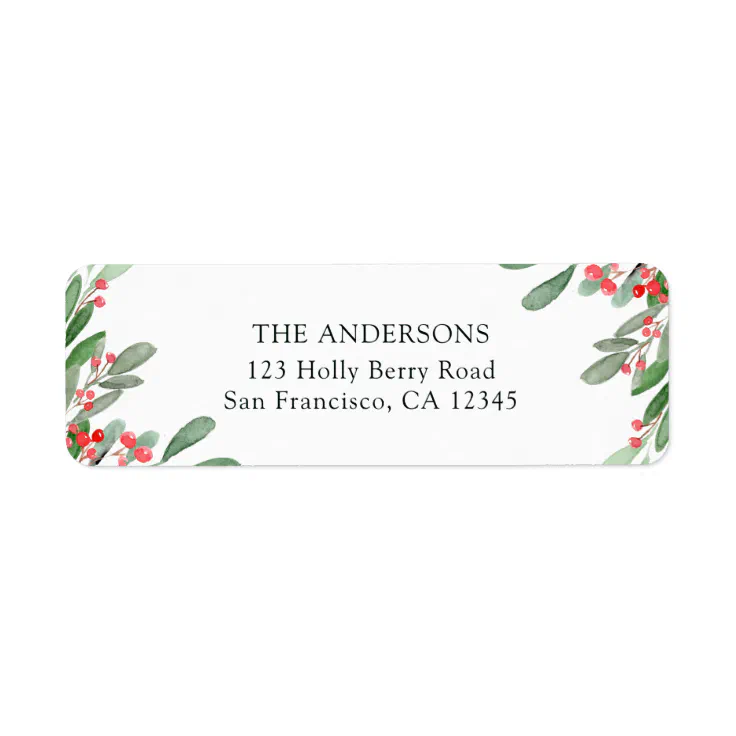 Holly Berry Christmas Holiday Return Address Label | Zazzle