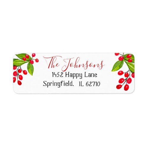 Holly berry Christmas Label