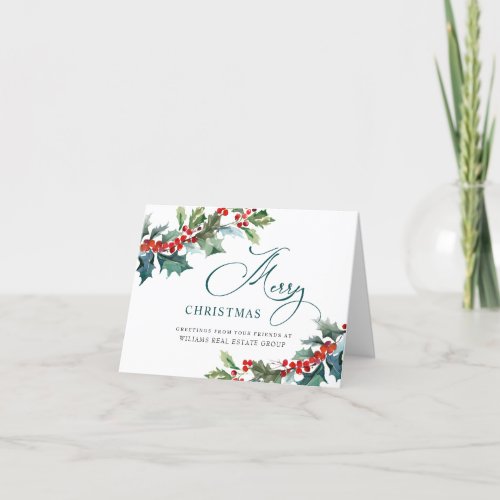 Holly Berry Christmas Mistletoe Corporate Greeting Holiday Card