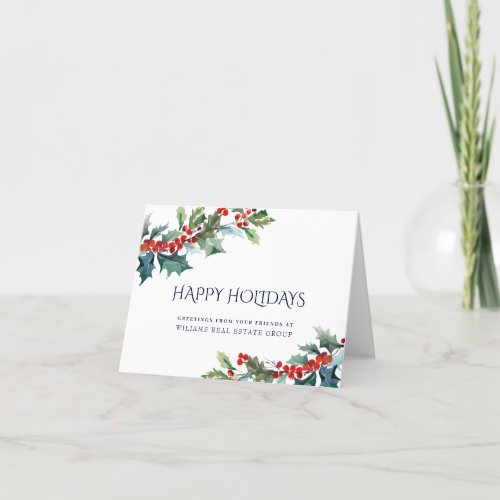 Holly Berry Christmas Mistletoe Corporate Greeting Holiday Card