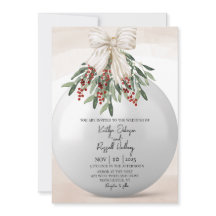Holly Berry Christmas Ornament Wedding Invitation