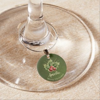 Holly Berry Christmas Personalized Green