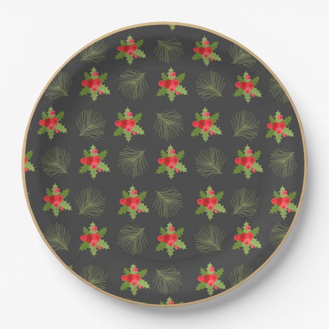 Holly Berry Christmas Plate (Front)