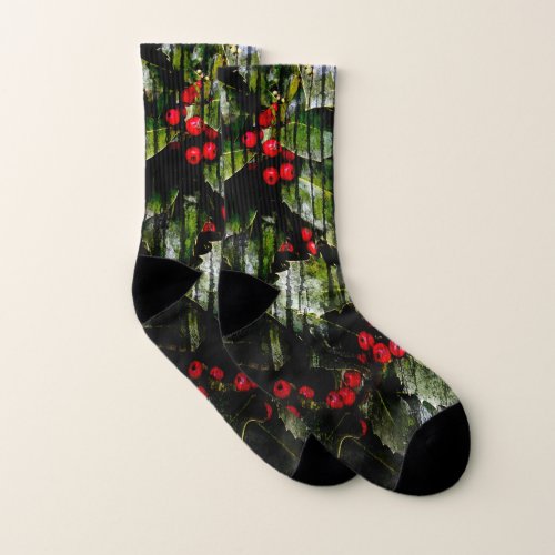 Holly Berry Christmas Socks