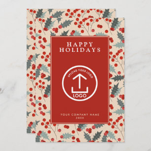 Holly Berry Corporate Business QR Code Christmas Invitation