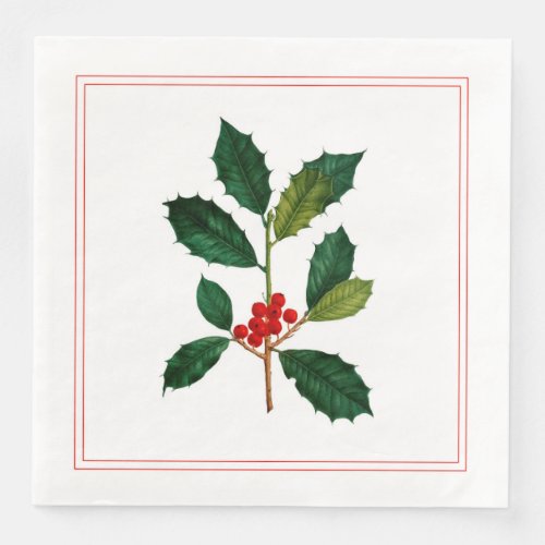 Holly Berry Dinner Size Paper Napkins