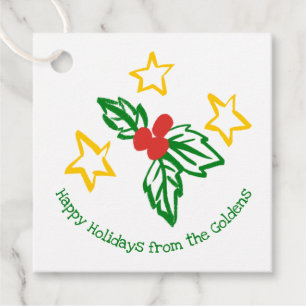 Holly Berry Doodle CHRISTMAS Holiday Gift To From  Favor Tags
