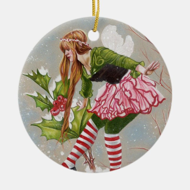 Holly berry fairy ornament christmas (Front)