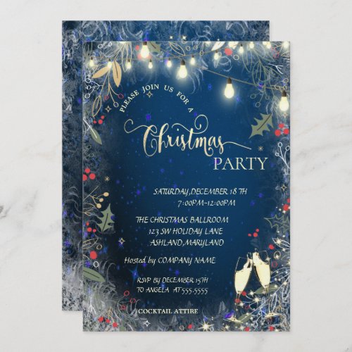 Holly BerryGlass Lights Company Christmas Party Invitation