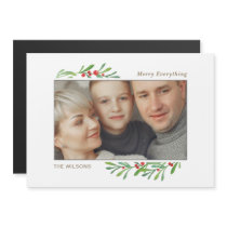 Holly Berry Gold Botanical Photo Holiday Magnetic