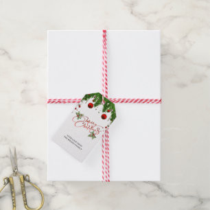 Holly Berry Gradient Red Script Merry Christmas Gift Tags