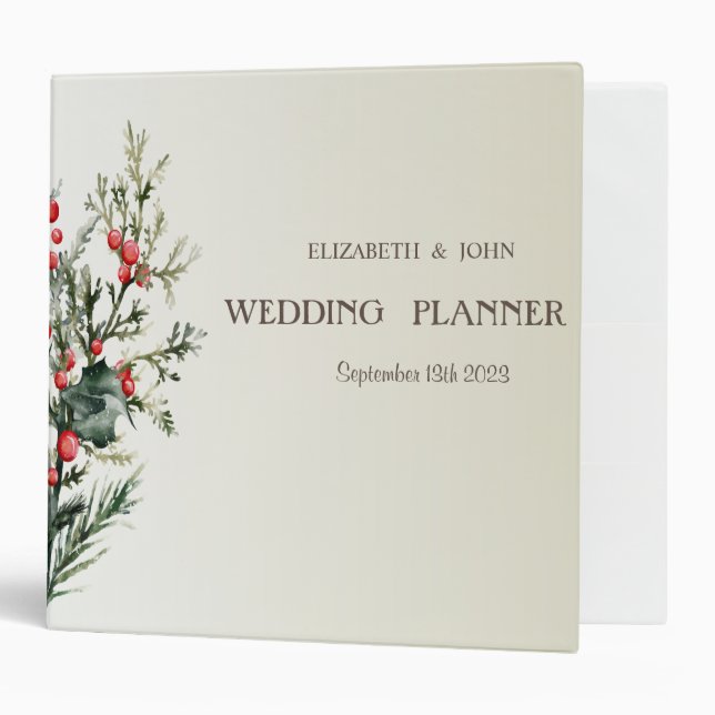 Holly Berry Greenery 3 Ring Binder (Front/Inside)