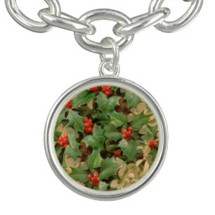 Holly Berry Greenery Christmas Holiday Vintage Bracelet
