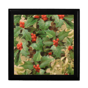 Holly Berry Greenery Christmas Holiday Vintage Gift Box
