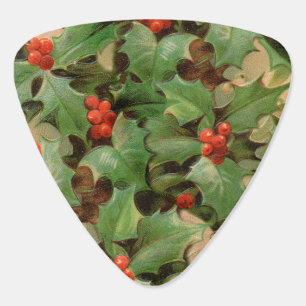 Holly Berry Greenery Christmas Holiday Vintage Guitar Pick
