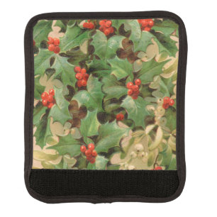 Holly Berry Greenery Christmas Holiday Vintage Luggage Handle Wrap