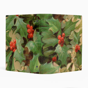 Holly Berry Greenery Christmas Holiday Vintage Mini Binder