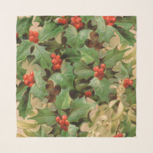 Holly Berry Greenery Christmas Holiday Vintage Scarf