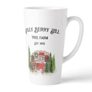 Holly Berry Hill Tree Farm Latte Mug