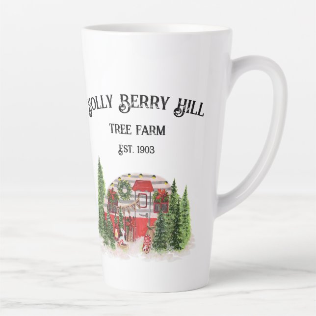 Holly Berry Hill Tree Farm Latte Mug (Right)