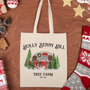 Holly Berry Hill Tree Farm Tote Bag
