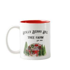 Holly Berry Hill Tree Farm Two-Tone Coffee Mug