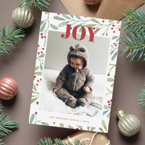 Holly Berry JOY Christmas Photo Card