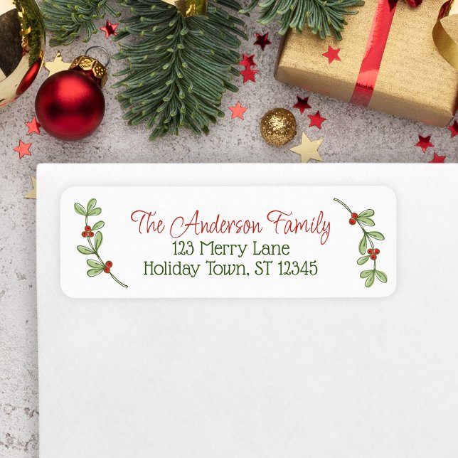 Holly Berry Label (Holly Address Label for Christmas Cards)