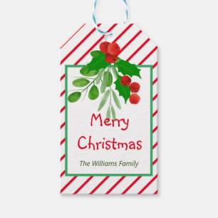 Holly Berry Leaves Christmas Holidays Gift Tags