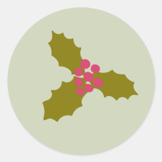 Holly berry leaves classic round sticker