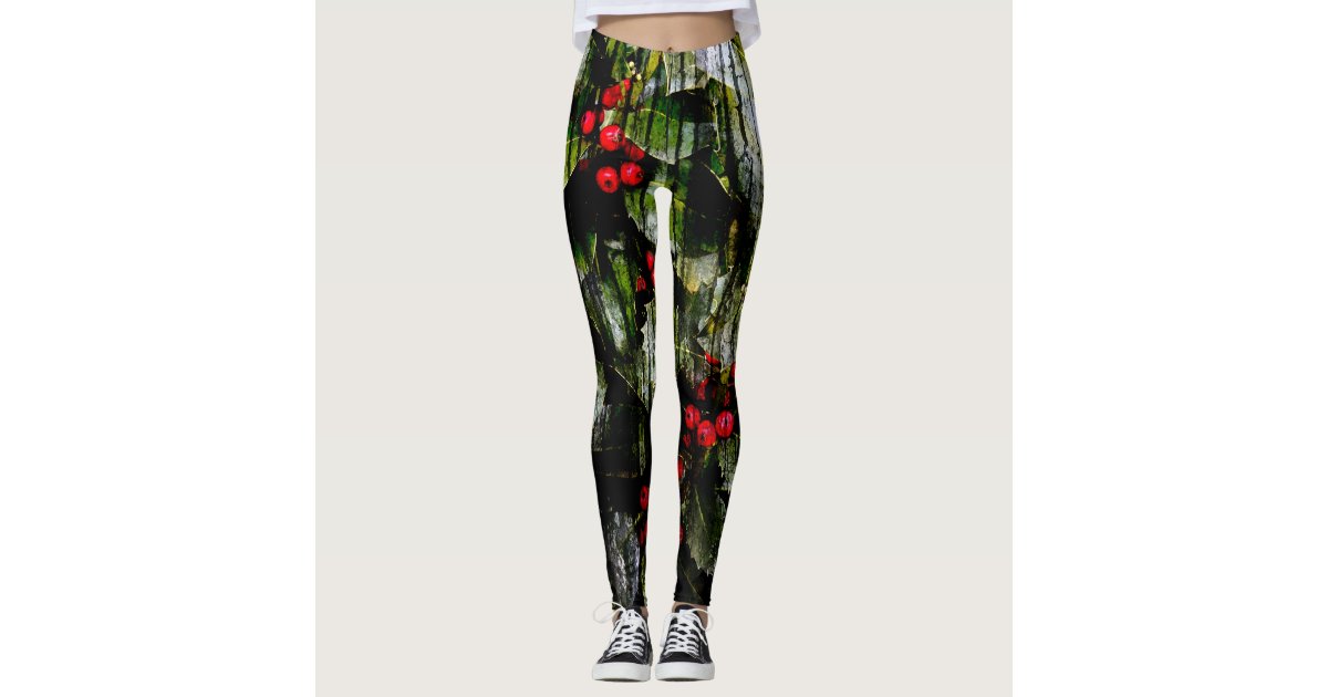 Crows and Trees High Cut Compression Fit Yoga Leggings Funky Black