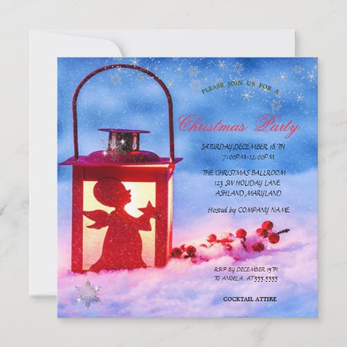 Holly Berry Light Christmas Corporated Invitation