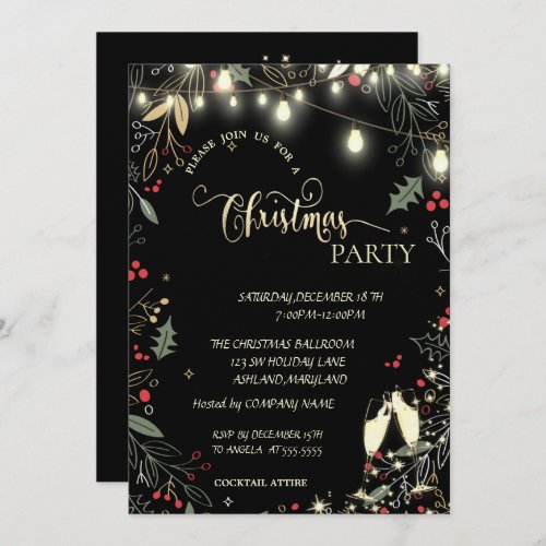 Holly BerryLights Glass Company Christmas Party Invitation