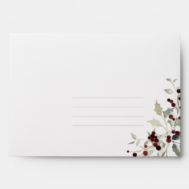 Holly Berry Lined Christmas  Envelope (Front)
