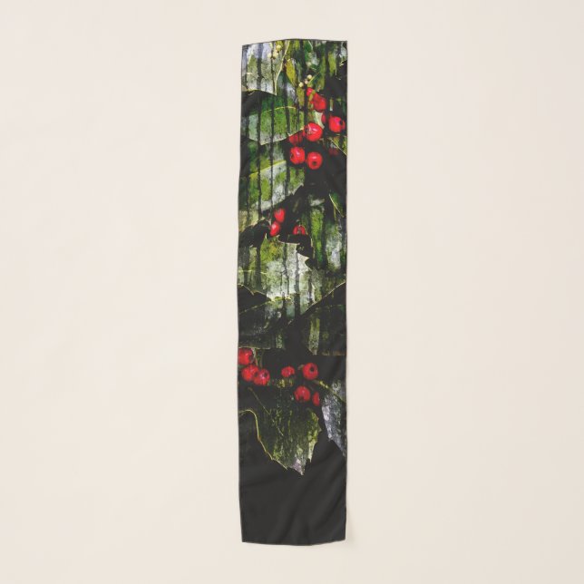 Holly Berry long rectangle scarves (Front)